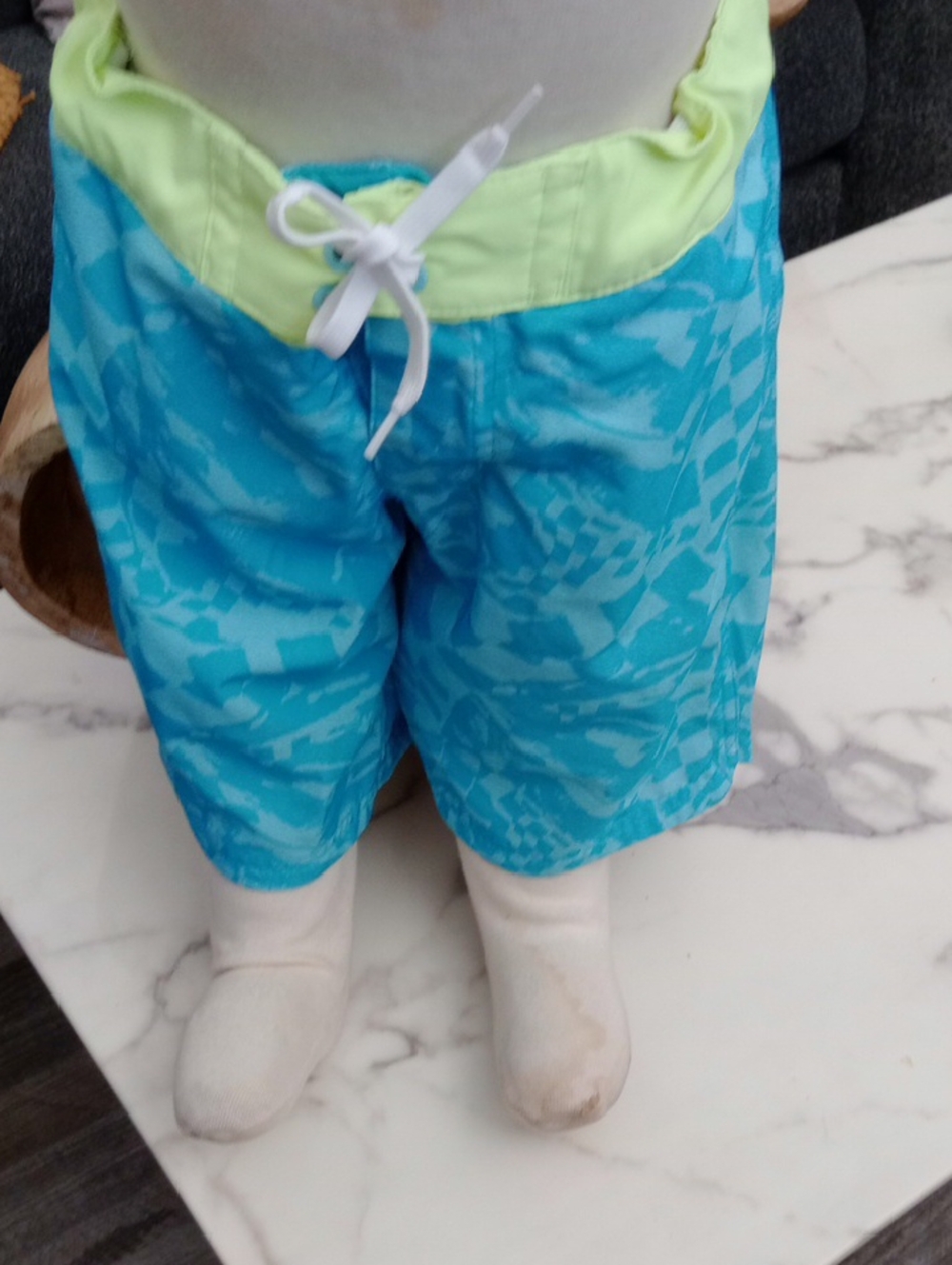 Blue & Lime Boys' Swim Trunks - Drawstring Waist